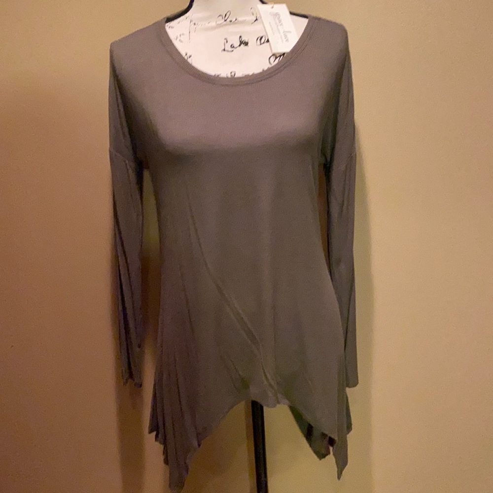 Grace‎ & Lace olive green ribbed long sleeve shirt size S NWT